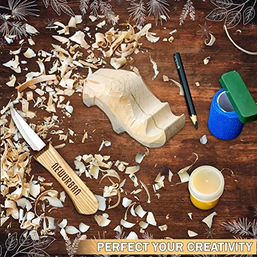 Wood Carving Kit for Beginners - Whittling kit with Rhino - Linden Woodworking Kit for Kids, Adults - Wood Carving Stainless Steel Knife with Wooden Handle-Rhino Shaped Linden Blank