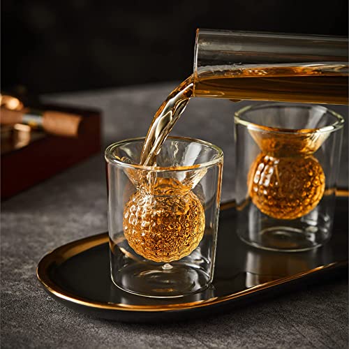 Golf Decanter Whiskey Decanter Set with 4 Golf Ball Shot Glasses - Unique Golf Gifts Golf Accessories for Men - 750ML Golf Themed Liquor Dispenser for Alcohol, Bourbon, Scotch, Vodka, Tequila, Wine