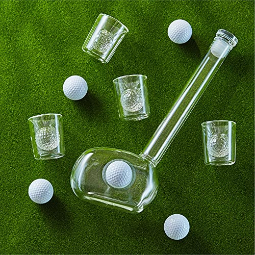 Golf Decanter Whiskey Decanter Set with 4 Golf Ball Shot Glasses - Unique Golf Gifts Golf Accessories for Men - 750ML Golf Themed Liquor Dispenser for Alcohol, Bourbon, Scotch, Vodka, Tequila, Wine