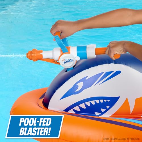 NERF Super Soaker Stormforce Ride-On Racer – Inflatable Pool Float with Pool-Fed Mega Water Blaster