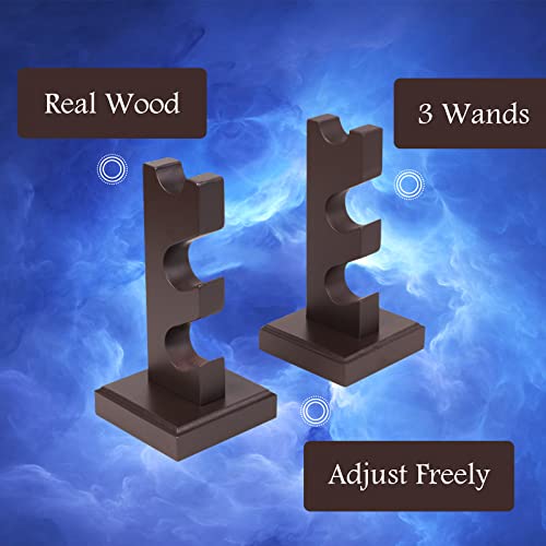 ChampWe Wizard Wand Display Stand Wooden Magic Wands Holder 3 Tiered for Collection Brown