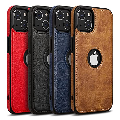 JAROIE Classy Design Luxury Leather Phone Case for iPhone 13 Non-Slip Grip Full Body Ultra Slim Protective Case (2021,6.1”) (Brown)