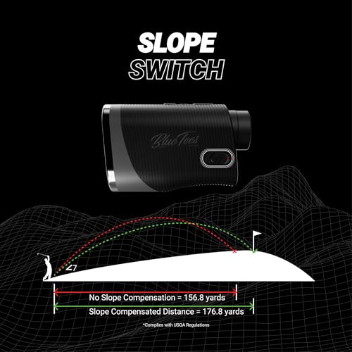 Blue Tees Golf Series 3 Max+ Golf Rangefinder with Slope Switch, 1000 Yards Range Finder, 7X Magnification Laser Rangefinder, Slope Measurement, Magnetic Strip, Flag Pole Locking with Pulse Vibration