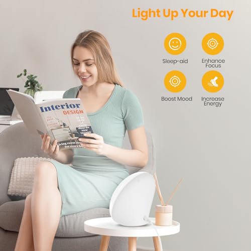 LASTAR Sun Lamp, 10,000 Lux Sunlight Lamp with Touch Control, 5 Brightness Level & 60Min Timer, One-Max Sun Lamp with Memory Function for Home/Office(White)