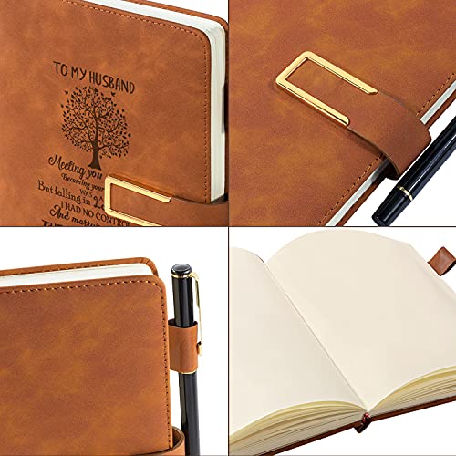 kullder Leather Journal Gift for Men Custom Notebook for Husband Personalized Journal A5 Travel Diary Vintage Leather Sketchbook Anniversary Christmas for Husband Perfect Gifts Box Set with Pen