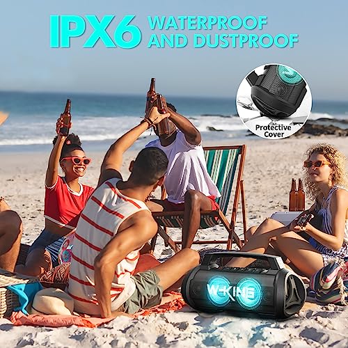 W-KING Portable Speaker, 120W Peak 70W RMS Bluetooth Speaker Wireless Loud IPX6 Waterproof Bluetooth Speakers with Subwoofer/Bass Boost/Hi-Fi Stereo/42H/Powerbank/MIC in, Party Large Outdoor Boombox