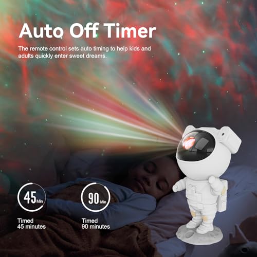 Star Projector Galaxy Night Light - Astronaut Space Projector, Starry Nebula Ceiling LED Lamp with Timer and Remote, Kids Room Decor Aesthetic, for Christmas, Birthdays, Valentine's Day