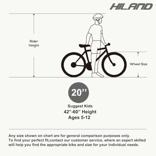 Hiland 20 24 Inch Mountain Bike for Kids Age 7,Front Suspension Fork Kids' Bicycles for Boys Girls Multiple Colors