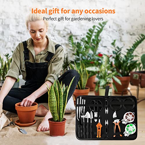 Bonsai Tools Set, 20 Pcs Gardening Succulent Tree Indoor Beginner Tool Kit, Include 262 Feet Bonsai Wire, 29.5"x29.5" Plant Repotting Mat, Leather Bag, Bonsai Scissors, Pruning Shears, Gifts for Women