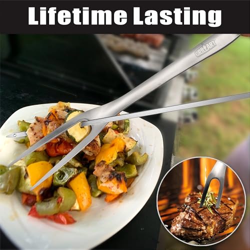 GRILLART BBQ Tools Grill Tools Set - 18Inch Grilling Tools BBQ Set - Grill Accessories w/BBQ Tongs, Spatula, Fork, Brush - Stainless Grill Kit Grilling Set - Gift Ideas BBQ Accessories, Gifts for Men