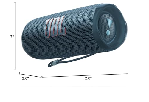 JBL Flip 6 - Portable Bluetooth Speaker, powerful sound and deep bass, IPX7 waterproof, 12 hours of playtime, JBL PartyBoost for multiple speaker pairing for home, outdoor and travel (Blue)