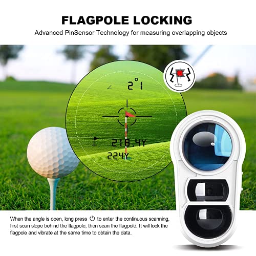 Golf Rangefinder with Slope and Pin Lock Vibration, External Slope Switch for Golf Tournament Legal, Rangefinders with Rechargeable Battery 600/1000YDS Laser Range Finder