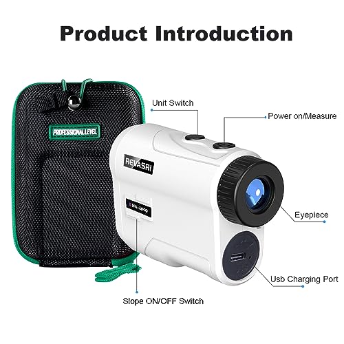 Golf Rangefinder with Slope and Pin Lock Vibration, External Slope Switch for Golf Tournament Legal, Rangefinders with Rechargeable Battery 600/1000YDS Laser Range Finder