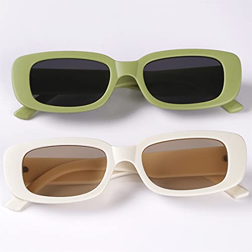 Tskestvy 4 Pieces Retro Vintage Sunglasses Small Square Rectangle 90s Glasses Trendy Y2K for Women Aesthetic Accessories