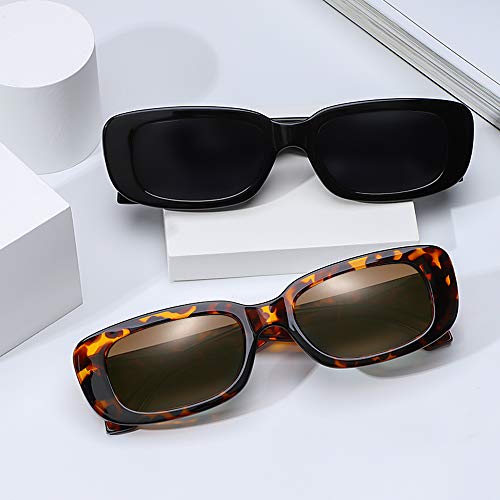 Tskestvy 4 Pieces Retro Vintage Sunglasses Small Square Rectangle 90s Glasses Trendy Y2K for Women Aesthetic Accessories