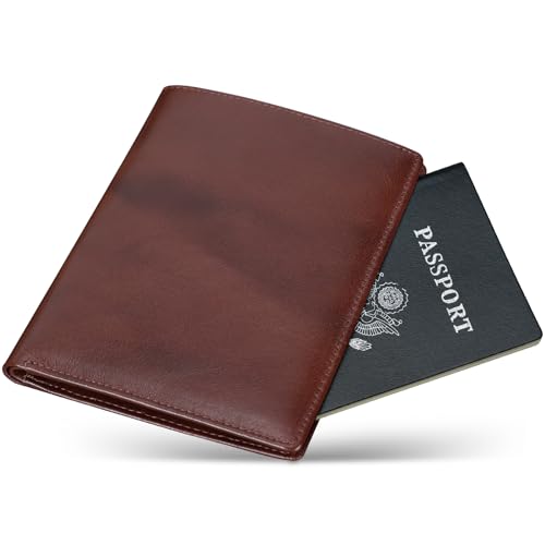 Polare Luxury RFID Blocking Leather Passport Holder Travel Wallet For Men and Women (Coffee)