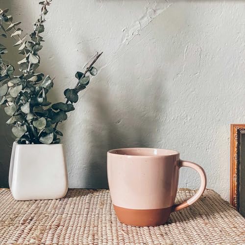 Mora Ceramic Large Latte Mug Set of 4, 16oz - Microwavable, Porcelain Coffee Cups With Big Handle - Modern, Boho, Unique Style For Any Kitchen. Microwave Safe Stoneware - Assorted Neutrals