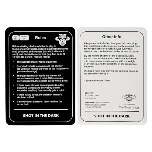 Shot in the Dark - Moose Games - The Ultimate Unorthodox Quiz Game, Multicolor, 91022