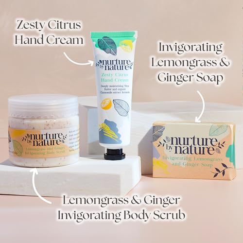 Nurture by Nature RELAX & UPLIFT Pamper Spa Kit - Mothers Day Gift - Spa Gift Baskets for Women, Organic Self Care Kit - Bath Salts, Bath Bombs, Candle - At Home Spa kit for women, Bath Set