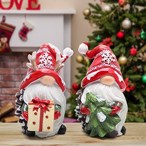 Hodao Christmas Resin Gnomes Handmade Christmas Resin Gnomes Holiday Present, Winter Table Christmas Tree Christmas Decorations Indoor and Display on Mantel or Window Sill