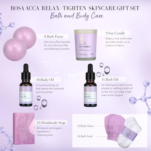 Facial Skin Care Set & Spa Kit - Mothers Day Gift Ideas, Self-care Relaxation Gifts, Skin Care Collection with Essential Oils, Hyaluronic Acid, Vitamin E. (Lavender)