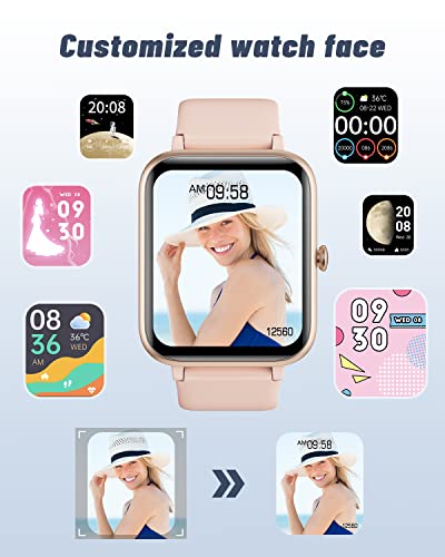 GRV Smart Watch for iOS and Android Phones (Answer/Make Calls), Watches for Women IP68 Waterproof Smartwatch Fitness Tracker Watch with Heart Rate/Sleep Monitor Steps Calories Counter (Pink)