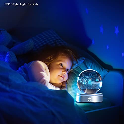 IFOLAINA 3D Solar System Crystal Ball Model Gift Space Astronomy Gift Planets Multicolor Universe Globe Ball Science Astrophysics Gift Night Light Kids Bedroom Adults Gift