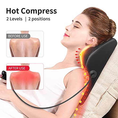 Boriwat Back Massager with Heat, Massagers for Neck and Back, 3D Kneading Massage Pillow for Back, Neck, Shoulder, Leg Pain Relief, Gifts for Men Women Mom Dad, Stress Relax at Home Office and Car