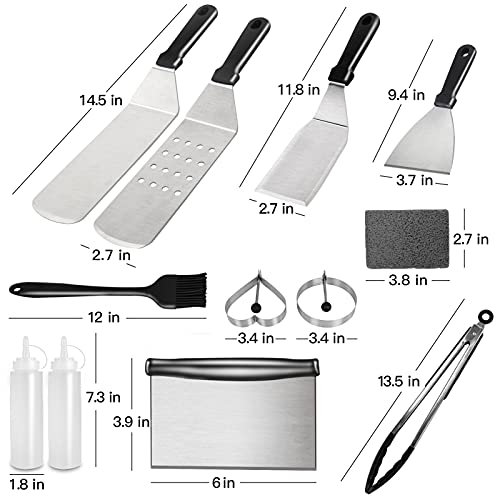 Blackstone Griddle Accessories, 15PCS Grill Accessories Kit for Blackstone and Camp Chef, Grill Kit with Brush, Spatula, Tongs, Flat Top Grill Accessories for Outdoor Camping BBQ