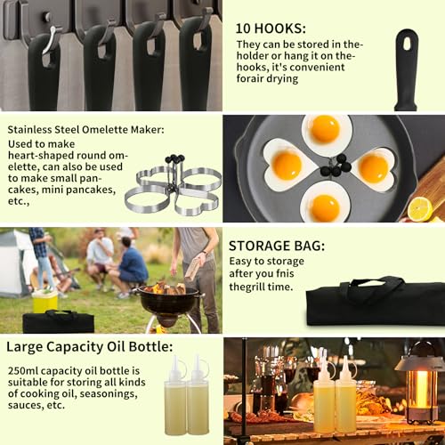 Blackstone Griddle Accessories, 15PCS Grill Accessories Kit for Blackstone and Camp Chef, Grill Kit with Brush, Spatula, Tongs, Flat Top Grill Accessories for Outdoor Camping BBQ