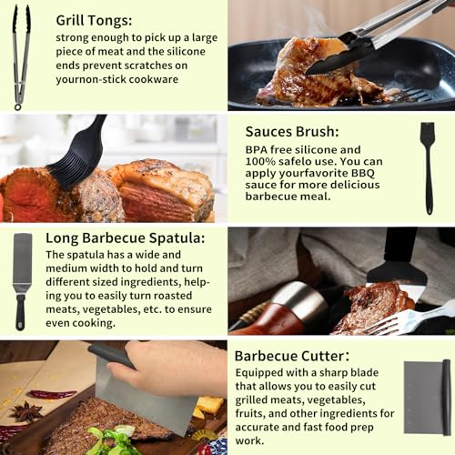 Blackstone Griddle Accessories, 15PCS Grill Accessories Kit for Blackstone and Camp Chef, Grill Kit with Brush, Spatula, Tongs, Flat Top Grill Accessories for Outdoor Camping BBQ