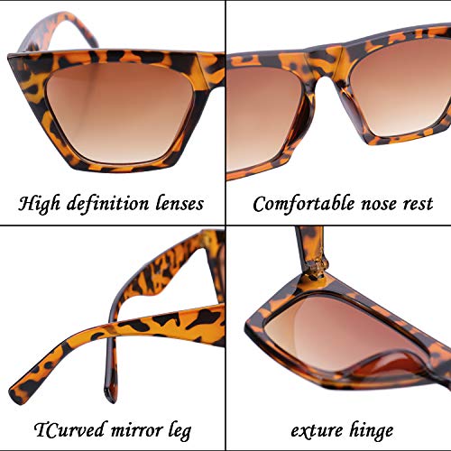 Weewooday 4 Pairs Vintage Square Cat Eye Sunglasses Retro Cat Eye Sunglasses Trendy Mirrored Glasses for Women and Men 2024