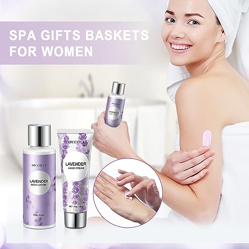 Gifts for Women, Birthday Gifts for Women Spa Gifts Baskets for Women Bubble Bath and Body Gifts Set for Women Lavender Gifts for Mom Her Female Sister Mother Teacher Wine Tumbler Purple Gifts