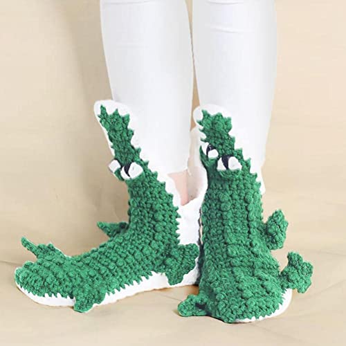 Linzhouzhiguang Knit Socks Unisex Novelty Shark Crocodile Shape Socks Floor Socks Winter Home Warm Socks (Crocodile)