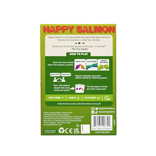 Exploding Kittens Happy Salmon: The 90-Second Family-Friendly Party Card Game for Adults, Teens & Kids