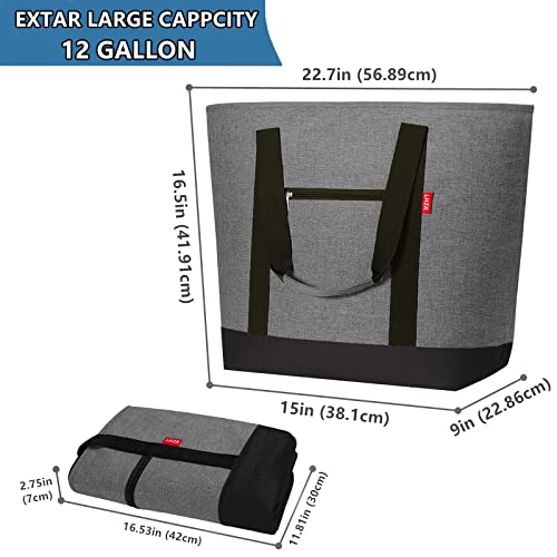 LHZK Cooler Bag, Jumbo Insulated Cooler Bag with Thermal Foam Insulation, Premium Cooler Tote Bag with Zipper, Collapsible Insulated Bag for Beach, Picnic, Travel, Food Transport (X-Large-50L, Gray)