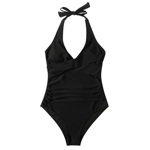 SUUKSESS Women Sexy Tummy Control One Piece Swimsuits Halter Push Up Bathing Suits