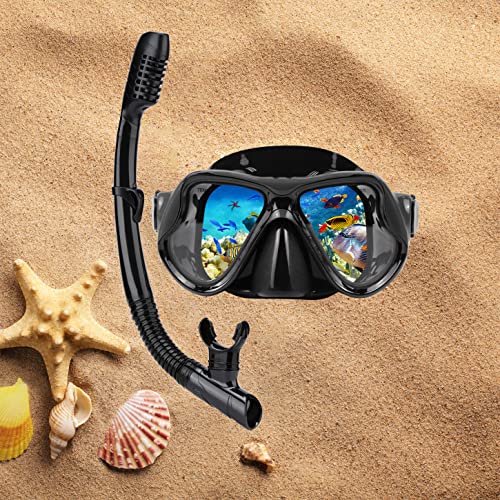 Snorkeling Gear for Adults Snorkel mask Set Scuba Diving mask Dry Snorkel Swimming Glasses Swim Dive mask Nose Cover Youth Free Diving