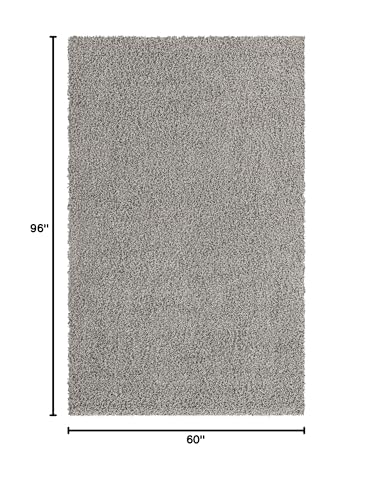 Rugs.com - Über Cozy Solid Shag Collection Rug – 5' x 8' Cloud Gray Shag Rug Perfect for Bedrooms, Dining Rooms, Living Rooms