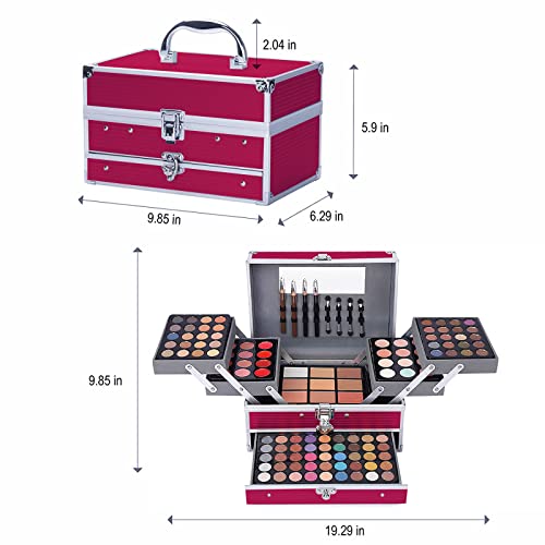 132 Color All In One Makeup Kit,Professional Makeup Case,Makeup Set for Teen Girls,Makeup Palette,Multicolor Eyeshadow Kit (006N1-Pink)