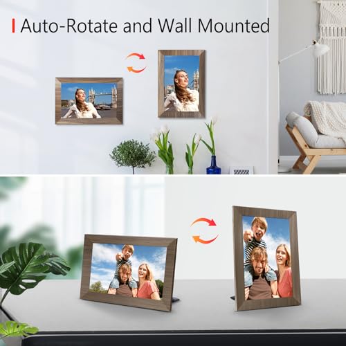 Canupdog 10.1 WiFi Digital Picture Frame, IPS Touch Screen Smart Cloud Digital Photo Frame with 16GB Storage, Wall Mountable, Auto-Rotate, Share Photos via Frameo App