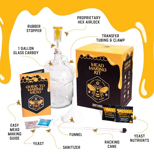 Craft A Brew - Mead Making Kit – Reusable Make Your Own Mead Kit – Yields 1 Gallon of Mead