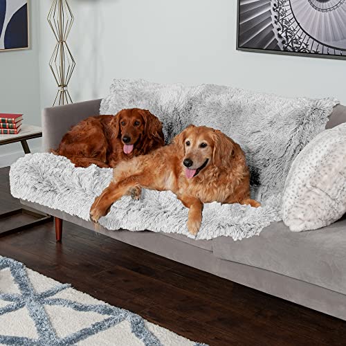 Furhaven Waterproof Throw Blanket for Dogs & Indoor Cats, Washable - Shaggy Plush Calming Long Faux Fur & Velvet Dog Blanket - Mist Gray, Extra Large/XL