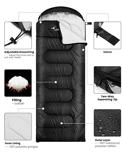 Sleeping Bags for Adults, Sportneer Sleeping Bag 3-4 Season Warm Weather Waterproof Lightweight Camping Sleeping Bag for Camping Backpacking Hiking Outdoor Travel