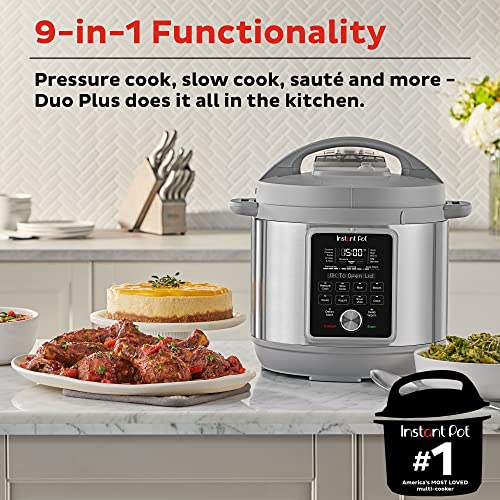 Instant Pot Duo Plus, 8-Quart Whisper Quiet 9-in-1 Electric Pressure Cooker, Slow Rice Cooker, Steamer, Sauté, Yogurt Maker, Warmer & Sterilizer, App With Over 800 Recipes, Stainless Steel