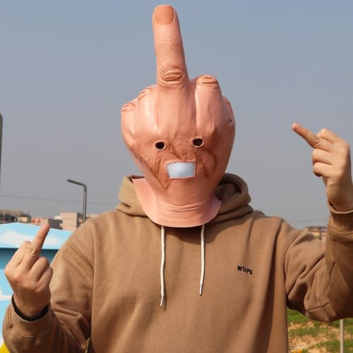 MOKRY PARTY Middle Finger Funny Head Mask Costume Party Prop Adult Latex Middle Finger Mask