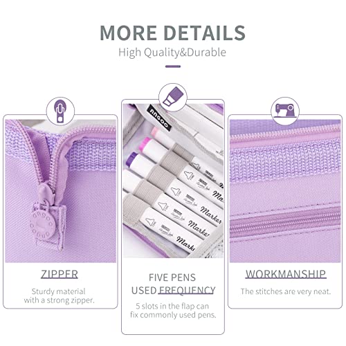 HVOMO Pencil Case Large Capacity Pencil Pouch Handheld Pen Bag Cosmetic Portable Gift for Office School Teen Girl Boy Men Women Adult (Purple)