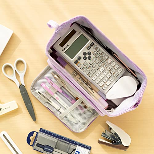 HVOMO Pencil Case Large Capacity Pencil Pouch Handheld Pen Bag Cosmetic Portable Gift for Office School Teen Girl Boy Men Women Adult (Purple)