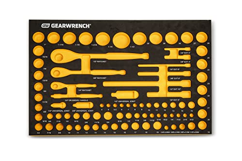 GEARWRENCH 83 Pc. 1/4, 3/8", 1/2" 90-Tooth SAE/Metric Mechanics Tool Set with EVA Foam Tray - 86529