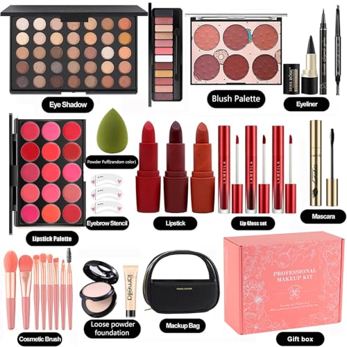 MISS ROSE M All In One Full Makeup Kit,Multipurpose Women's Makeup Sets,Beginners and Professionals Alike,Easy to Carry (Black)